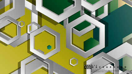 Abstract geometric background with hexagons, foliage color composition. Vector illustration