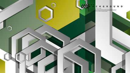 Fototapeta premium Abstract geometric background with hexagons, foliage color composition. Vector illustration