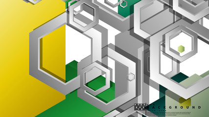 Abstract geometric background with hexagons, foliage color composition. Vector illustration