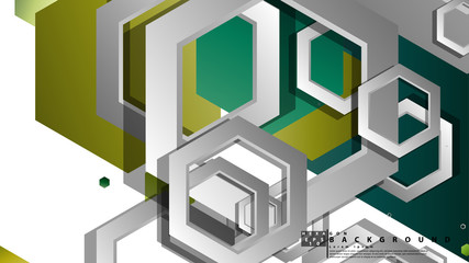 Abstract geometric background with hexagons, foliage color composition. Vector illustration
