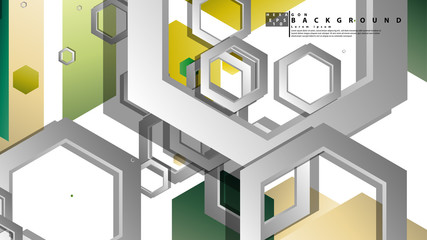 Obraz premium Abstract geometric background with hexagons, foliage color composition. Vector illustration