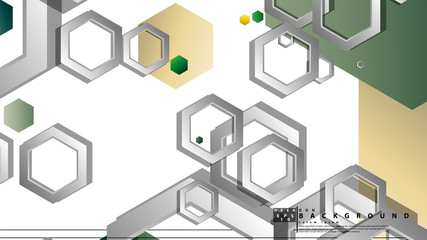 Abstract geometric background with hexagons, foliage color composition. Vector illustration