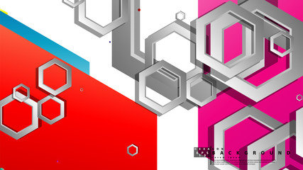 Abstract geometric background with hexagon, brights color compositions. Vector illustration