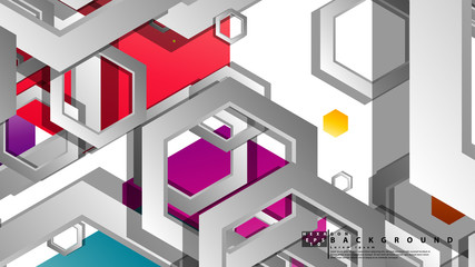 Abstract geometric background with hexagon, brights color compositions. Vector illustration