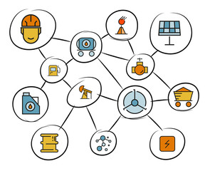 power energy and petroleum concept network diagram, mind mapping infographics