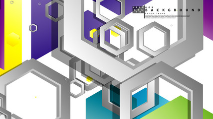 Abstract geometric background with hexagon, brights color compositions. Vector illustration