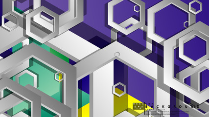 Abstract geometric background with hexagon, brights color compositions. Vector illustration