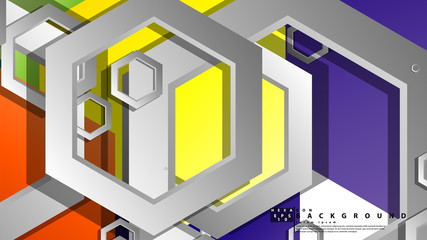 Abstract geometric background with hexagon, brights color compositions. Vector illustration