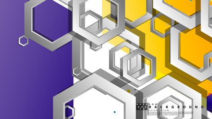 Abstract geometric background with hexagon, brights color compositions. Vector illustration