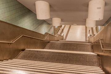 Stairway at Berlin U-Bahn (metro) station Wittenau, Germany