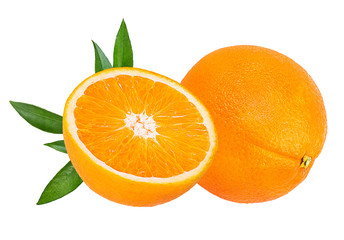 Juicy orange isolated on white background with clipping path