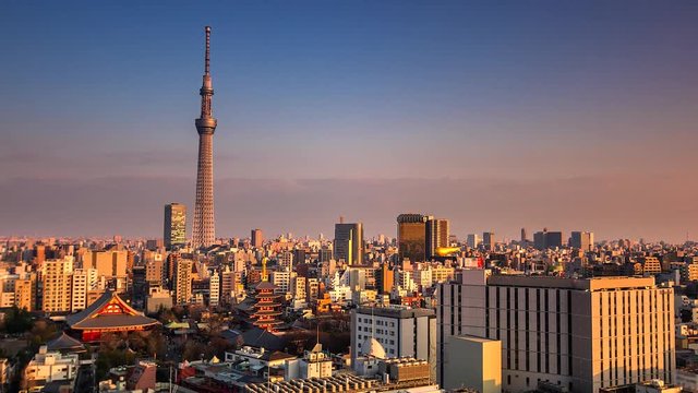 4K. Time lapse view of Tokyo city  in japan