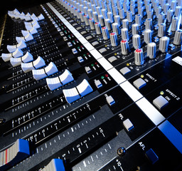 Fototapeta premium detail mixer in blue and white lights with a great perspective