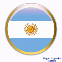 Banner with flag of Argentina. Colorful button with flag for web design. Bright banner with grey background.