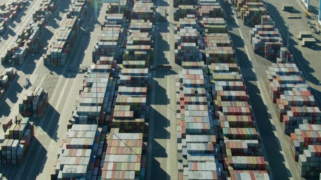 Aerial view shipping containers Terminal Island Los Angeles