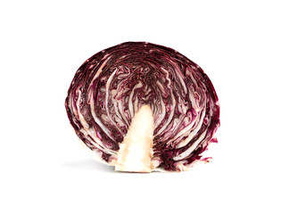Fototapeta premium Radicchio isolated on white background. Fresh Radicchio salad cut in half.