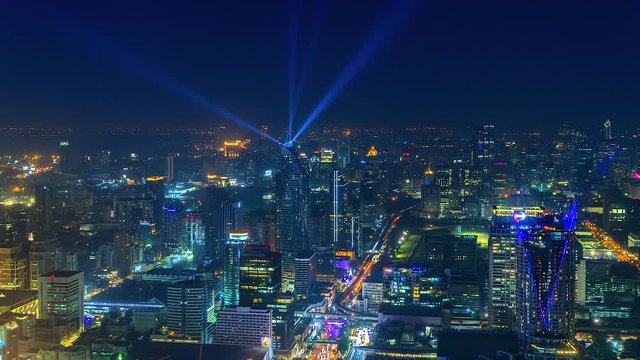 4K. Time lapse view of Bangkok city at night  Thailand