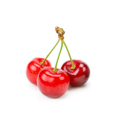 Ripe cherries isolated on white background.