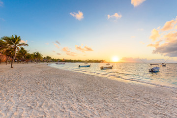 Akumal bay - Caribbean white beach in Riviera Maya, coast of Yucatan and Quintana Roo, Mexico