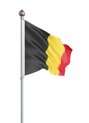 Belgium flag blowing in the wind. Background texture. Brussels, Belgium. 3d rendering, wave. – Illustration .Isolated on white