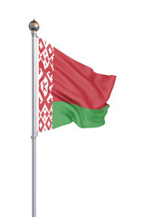 Belarussia flag blowing in the wind. Background texture. Isolated on white. 3d rendering, wave. - Illustration