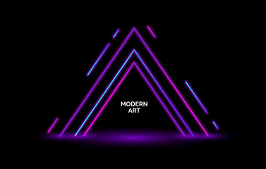 Neon gradient triangle elements background, banner for presentation, landing page, web site.
