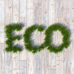 3d illustration grass eco wood