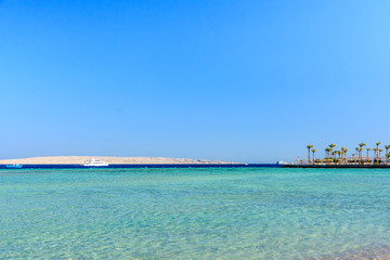 Fototapeta premium White yacht in Red sea not far from the Hurghada city, Egypt