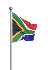 Flag of South Africa blowing in the wind. Background texture. 3d rendering; waving flag. – Illustration.