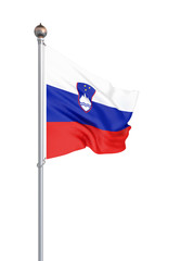 Slovenia flag blowing in the wind. Background texture. 3d rendering, wave. Isolated on white. Illustration.