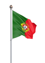 Portugal flag blowing in the wind. Background texture. Lisbon. 3d rendering, wave. – Illustration