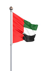 United Arab Emirates flag blowing in the wind. Background texture. 3d rendering, wave - Illustration. Isolated on white.