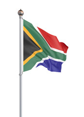 Flag of South Africa blowing in the wind. Background texture. 3d rendering; waving flag. – Illustration.