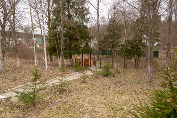 Source of holy water near the Orthodox Church in Russia