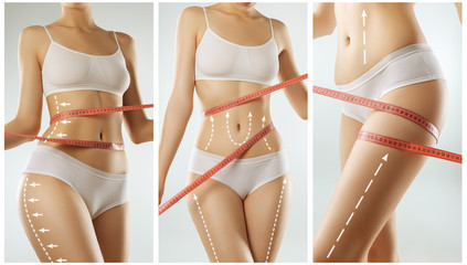 Beautiful fitness woman's body set of images