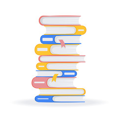 Stack of books isolated on white background. Pile of books vector illustration flat style.