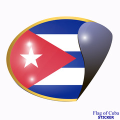 Bright sticker with flag of Cuba . Happy Cuba day button. Bright button with flag.