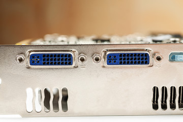 Obraz premium DVI port on the computer video card, closeup