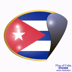 Bright sticker with flag of Cuba . Happy Cuba day button. Bright button with flag.