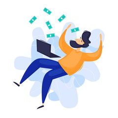 Internet business, distant work, freelance. Flat design vector illustration.