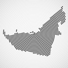 Abstract map United Arab Emirates of radial dots, halftone concept. Vector illustration, eps 10