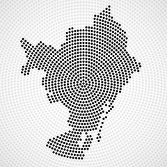 Obraz premium Abstract map Barcelona of radial dots, halftone concept. Vector illustration, eps 10