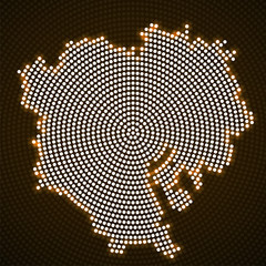Abstract map Tokyo of glowing radial dots, halftone concept. Vector illustration, eps 10