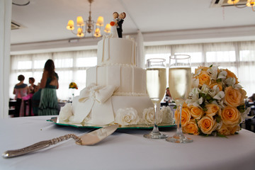 bride and groom in their room
