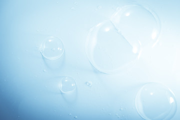 Beautiful abstract close up color blue and white soap bubbles background and wallpaper