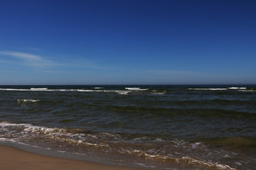 Beach on the Baltic Sea shore on a sunny day in Palanga