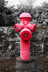 Fototapeta na wymiar Red fire hydrant in town for firefighters