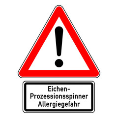 ncsc80 NewCombinationSignCaution ncsc - Eichenprozessionsspinner - Allergiegefahr: Achtung / Warnung / dreieckig - (german text) - schwarz rot - xxl g7923