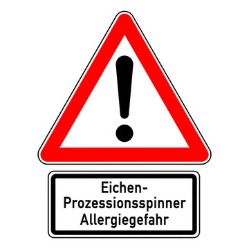 ncsc80 NewCombinationSignCaution ncsc - Eichenprozessionsspinner - Allergiegefahr: Achtung / Warnung / dreieckig - (german text) - schwarz rot - xxl g7923