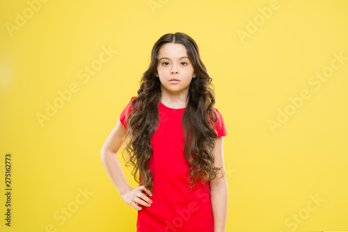 Kid Cute Face With Adorable Curly Hairstyle Little Girl Grow Long